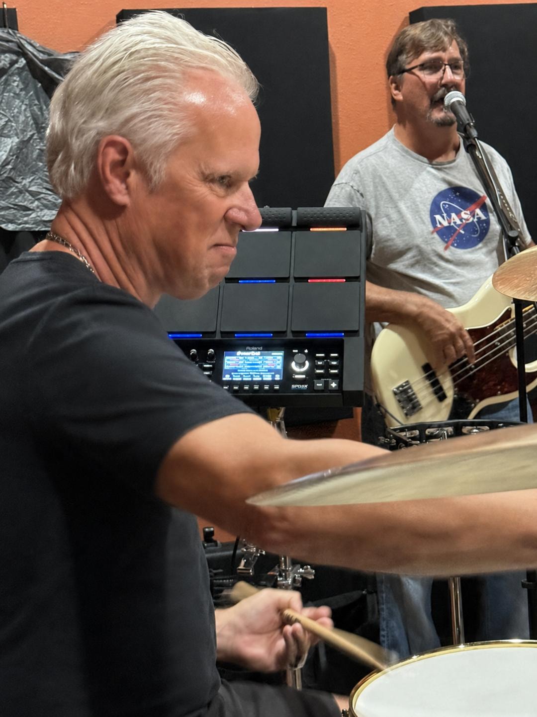 Art Hook and bassist rehearsing at Loud Studios